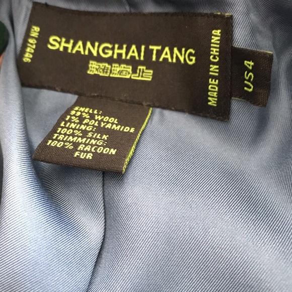 Shanghai Tang Wool Coat w/Raccoon fur collar - Picture 4 of 11